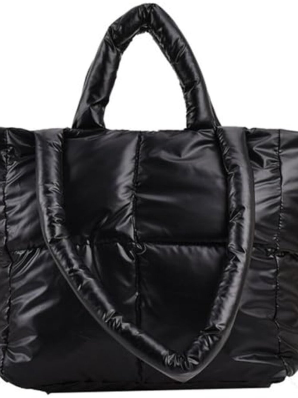 Quilted Puffer Tote Bag Polyester Padded Shoulder Handbag Women